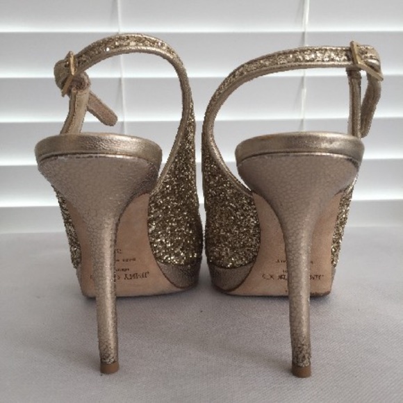 Jimmy Choo - Glitter Platform Peep-Toe Pumps US 7 | IT 37 - Picture 4 of 6